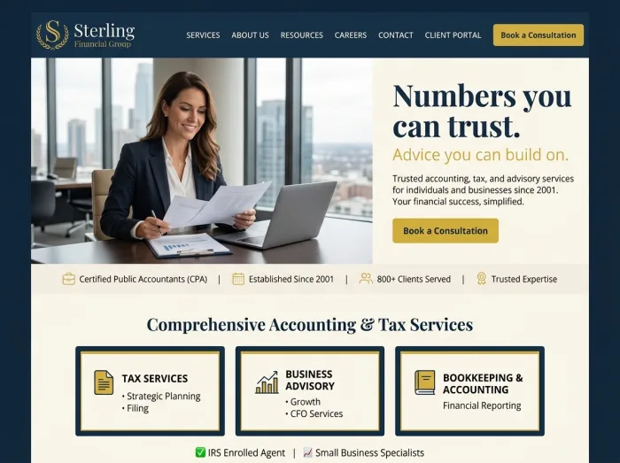 Sterling Financial Group — Accountants website design