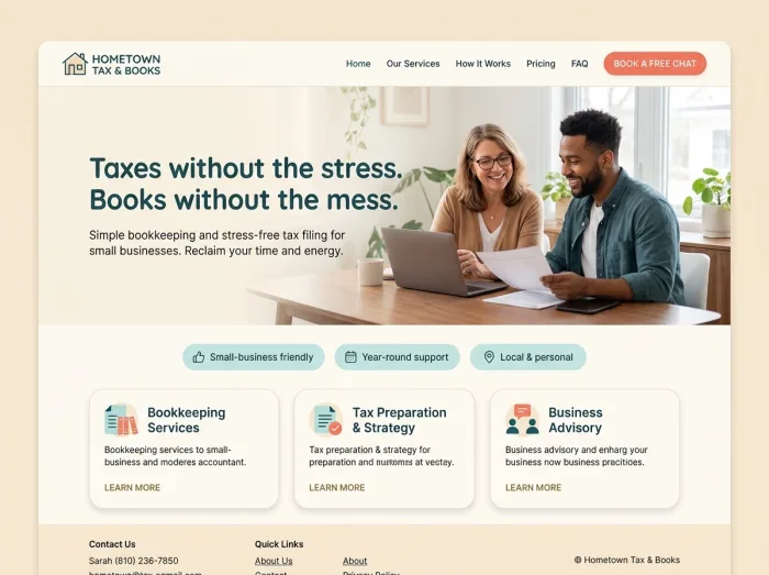 Hometown Tax & Books — Accountants website design
