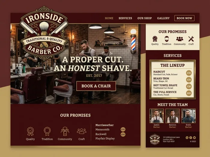 Ironside Barber Co. — Barber Shops website design