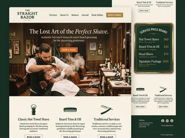 The Straight Razor — Barber Shops website design
