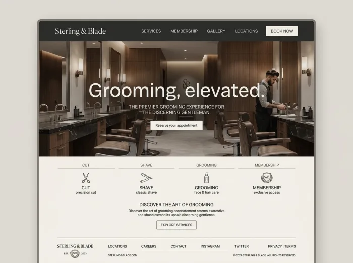 Sterling & Blade — Barber Shops website design