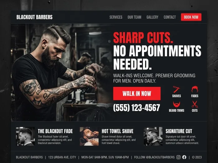 Blackout Barbers — Barber Shops website design