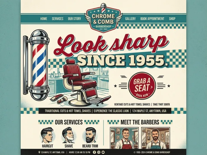 Chrome & Comb — Barber Shops website design