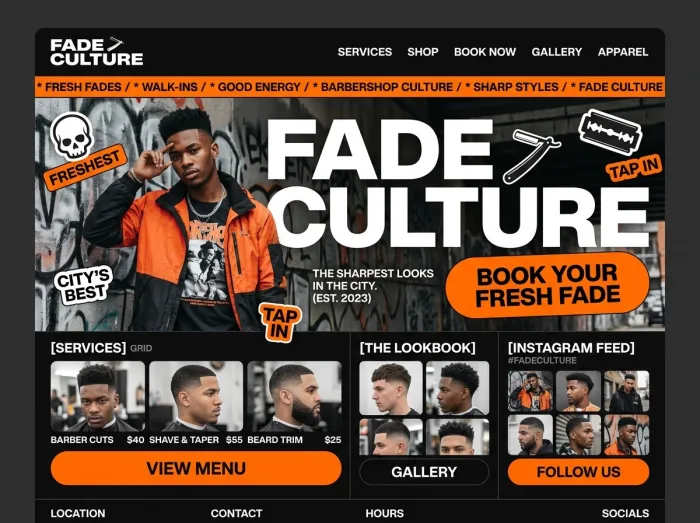 Fade Culture — Barber Shops website design
