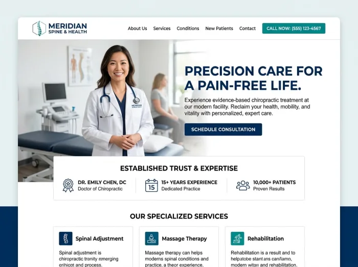 Meridian Spine — Chiropractors website design