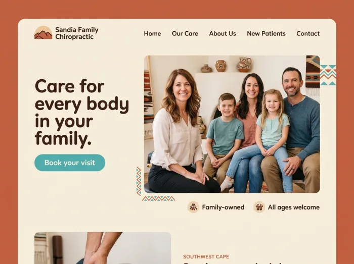 Sandia Family — Chiropractors website design