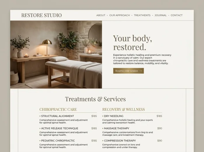Restore Studio — Chiropractors website design