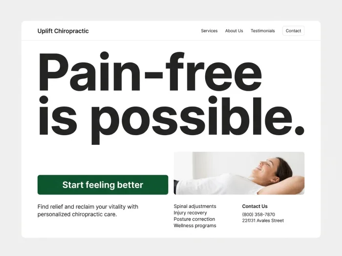 Uplift — Chiropractors website design