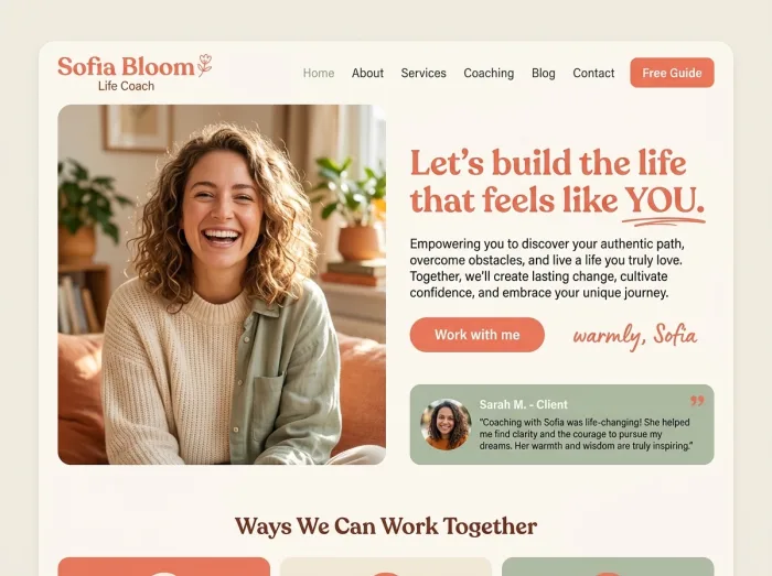 Sofia Bloom — Coaches website design