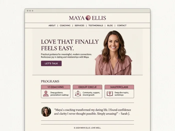 Maya Ellis — Coaches website design