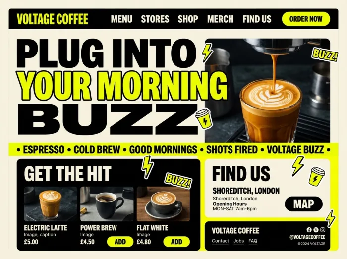Voltage Coffee — Coffee Shops website design