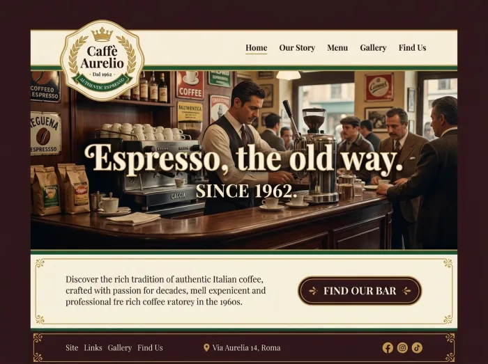 Caffè Aurelio — Coffee Shops website design