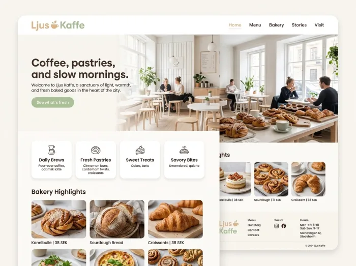 Ljus Kaffe — Coffee Shops website design