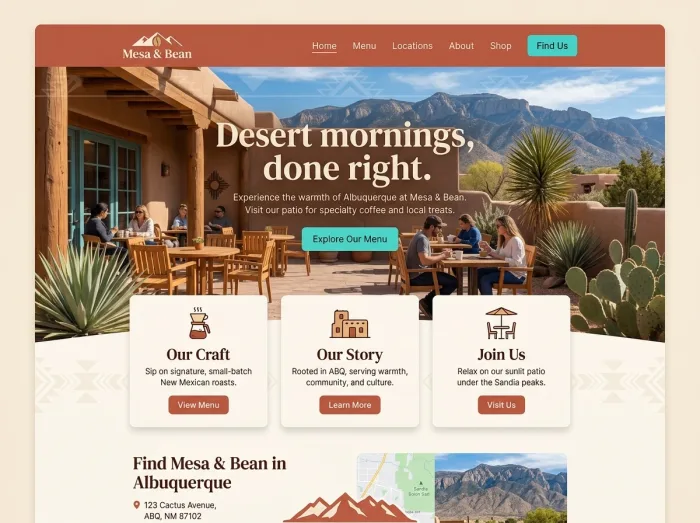 Mesa & Bean — Coffee Shops website design