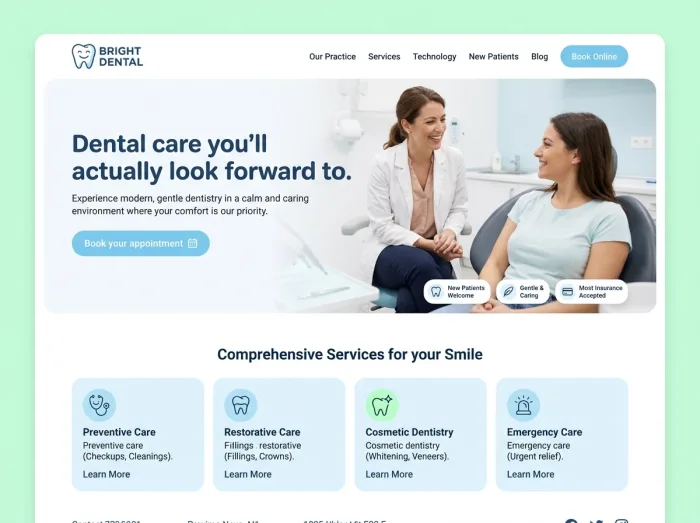 Bright Dental — Dentists website design