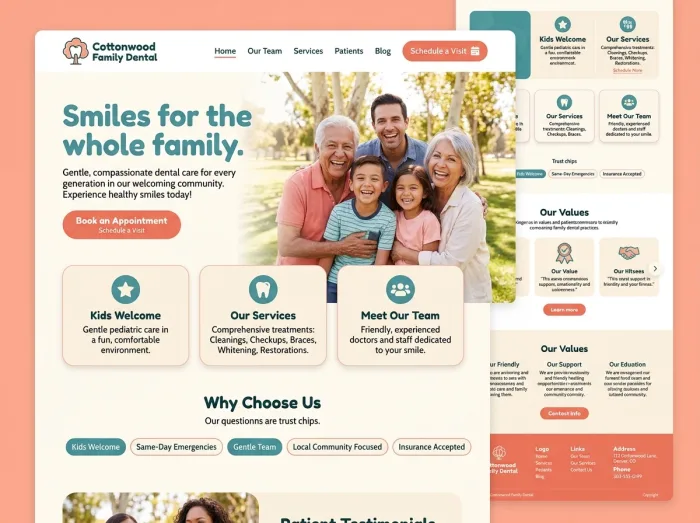 Cottonwood Family — Dentists website design