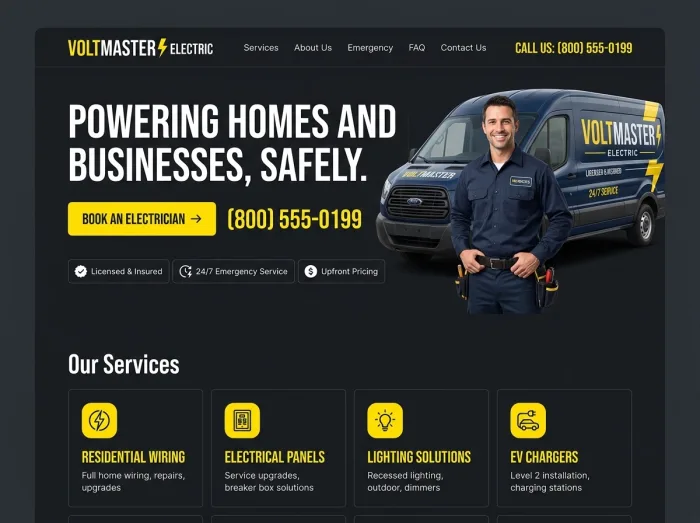Voltmaster Electric — Electricians website design