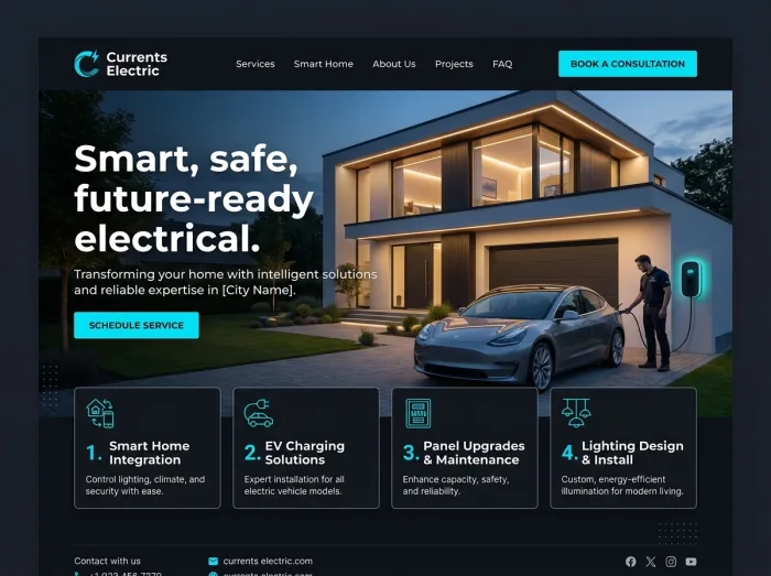 Currents Electric — Electricians website design