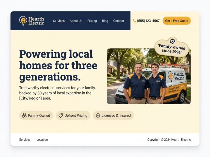 Hearth Electric — Electricians website design