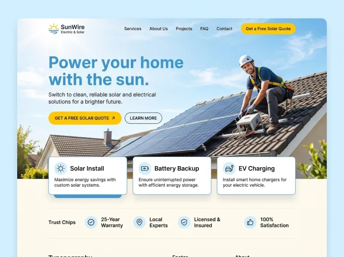 SunWire Solar — Electricians website design