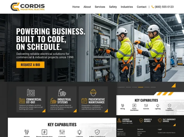 Cordis Industrial — Electricians website design