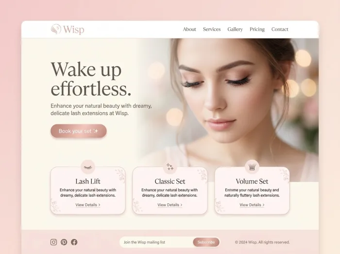 Wisp — Eyelashes website design