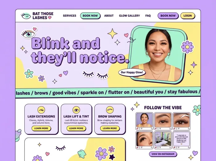 Bat Those Lashes — Eyelashes website design