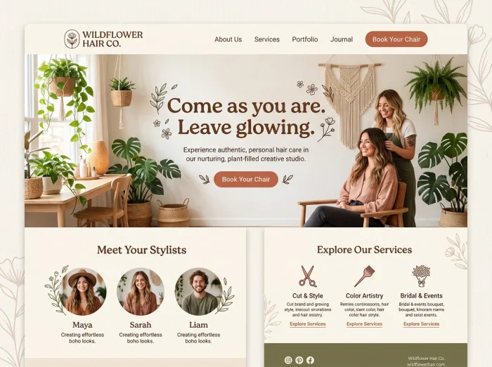 Wildflower Hair Co. — Hair Salons website design