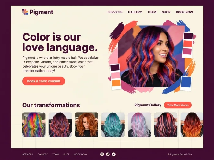 Pigment — Hair Salons website design