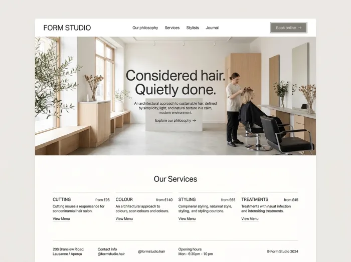 Form Studio — Hair Salons website design