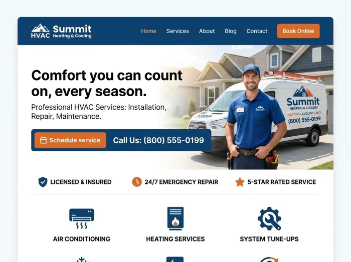 Summit Heating & Cooling — HVAC website design