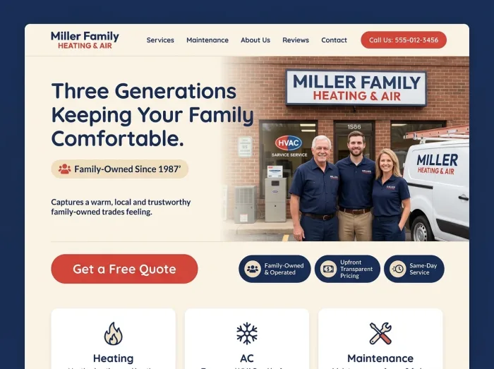 Miller Family Heating & Air — HVAC website design