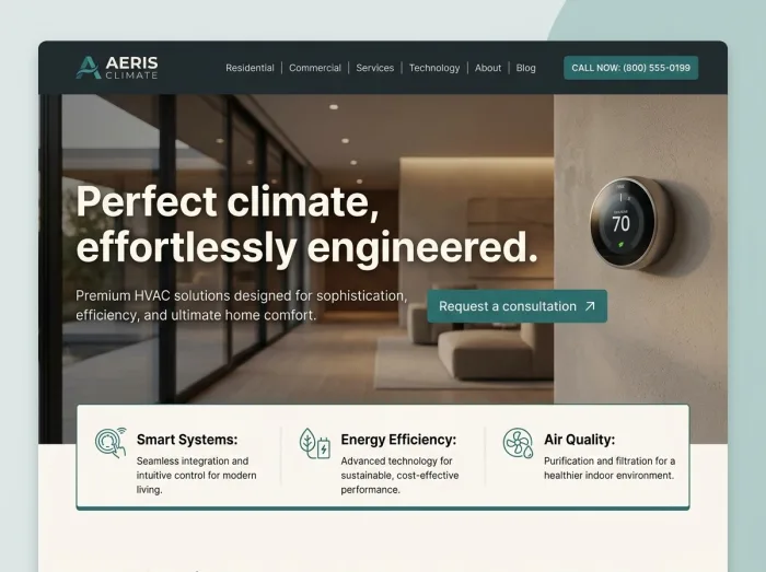 Aeris Climate — HVAC website design