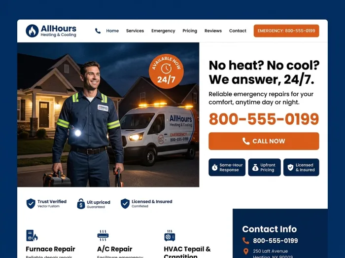 AllHours Heating & Cooling — HVAC website design