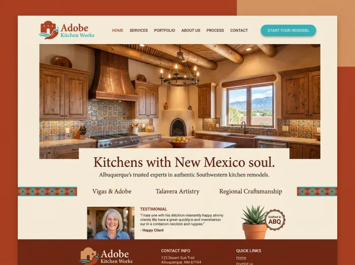 Adobe Kitchen Works — Kitchen Remodelers website design