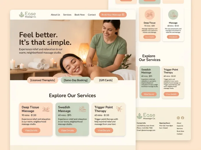Ease Massage Co. — Massage website design