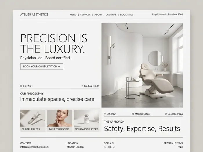 Clinical Luxe — Med Spas & Beauty website design