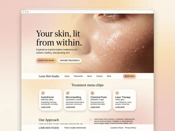 Dewy Glow — Med Spas & Beauty website design