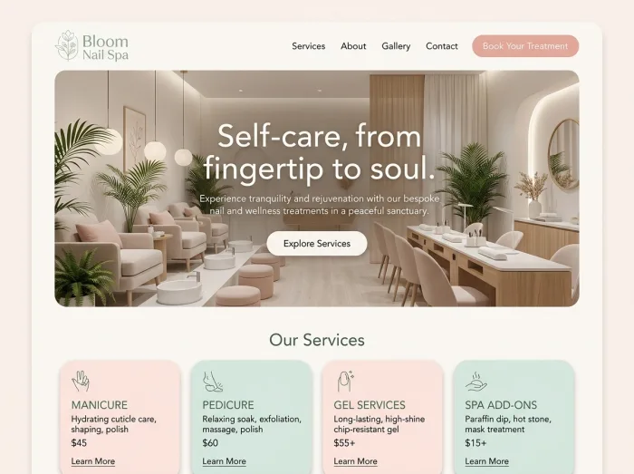 Bloom Nail Spa — Nail Salons website design