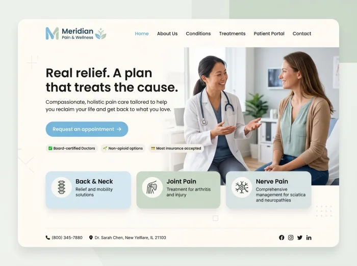 Meridian Pain & Wellness — Pain & Medical Clinics website design