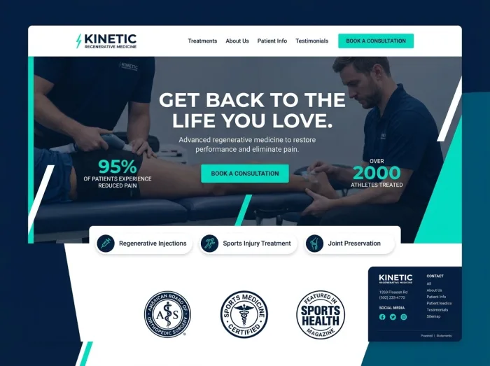 Kinetic Regenerative — Pain & Medical Clinics website design