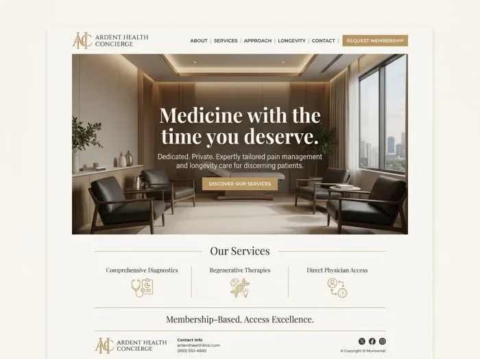 Ardent Concierge — Pain & Medical Clinics website design