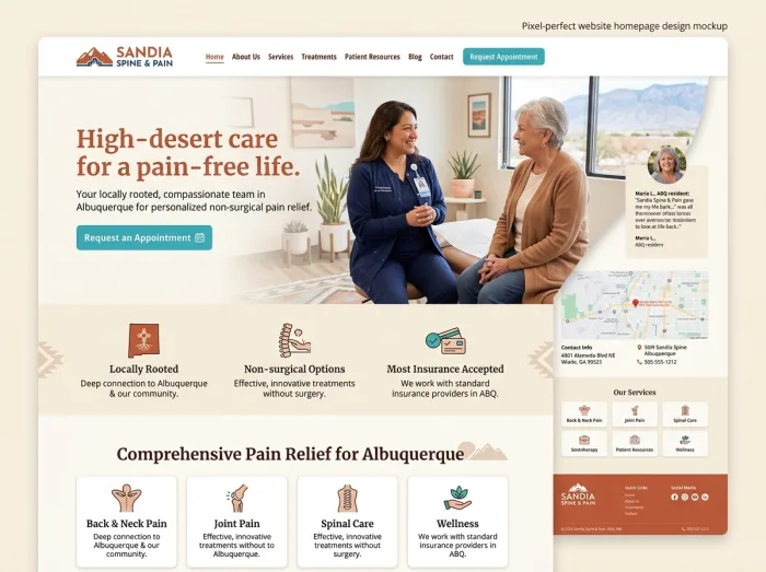 Sandia Spine & Pain — Pain & Medical Clinics website design