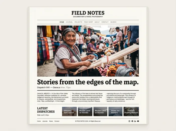 Field Notes — Photographers website design