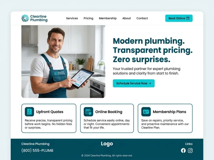 Clearline Plumbing — Plumbers website design