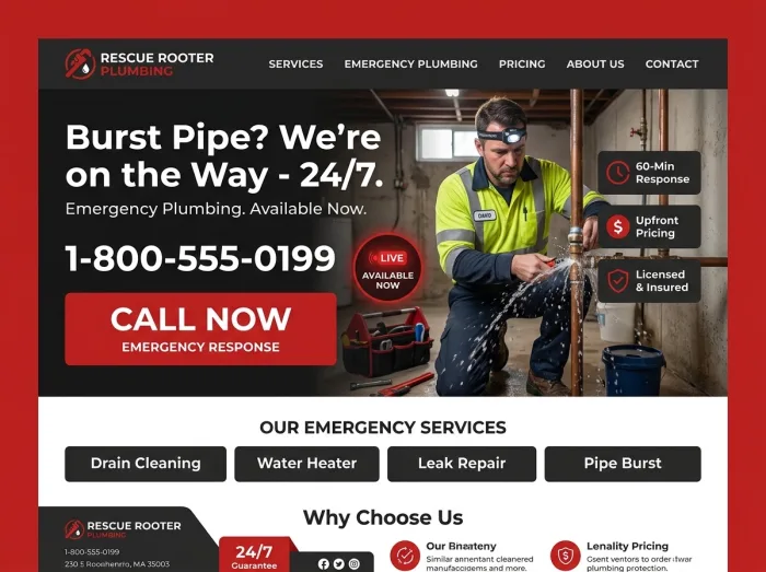 Rescue Rooter — Plumbers website design