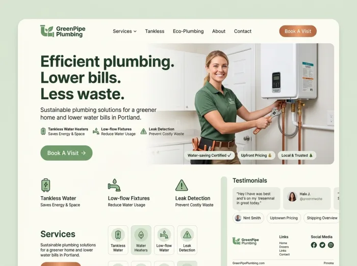 GreenPipe Plumbing — Plumbers website design