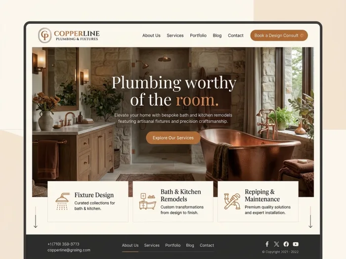 Copperline Fixtures — Plumbers website design