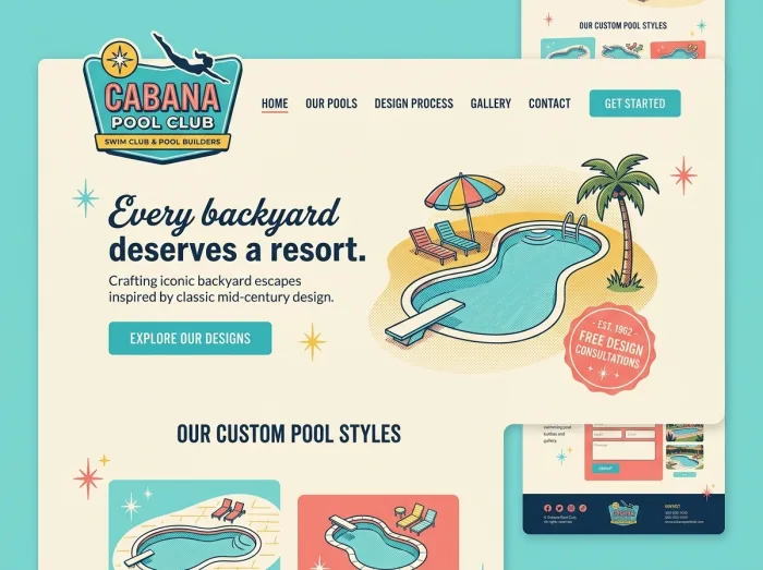 Poolside Americana — Pool Builders website design