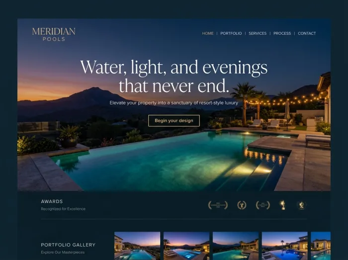 Twilight Resort — Pool Builders website design